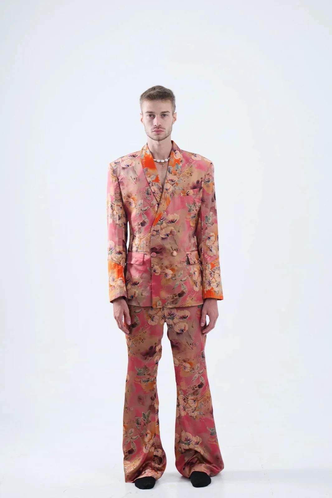 Pink floral printed suit