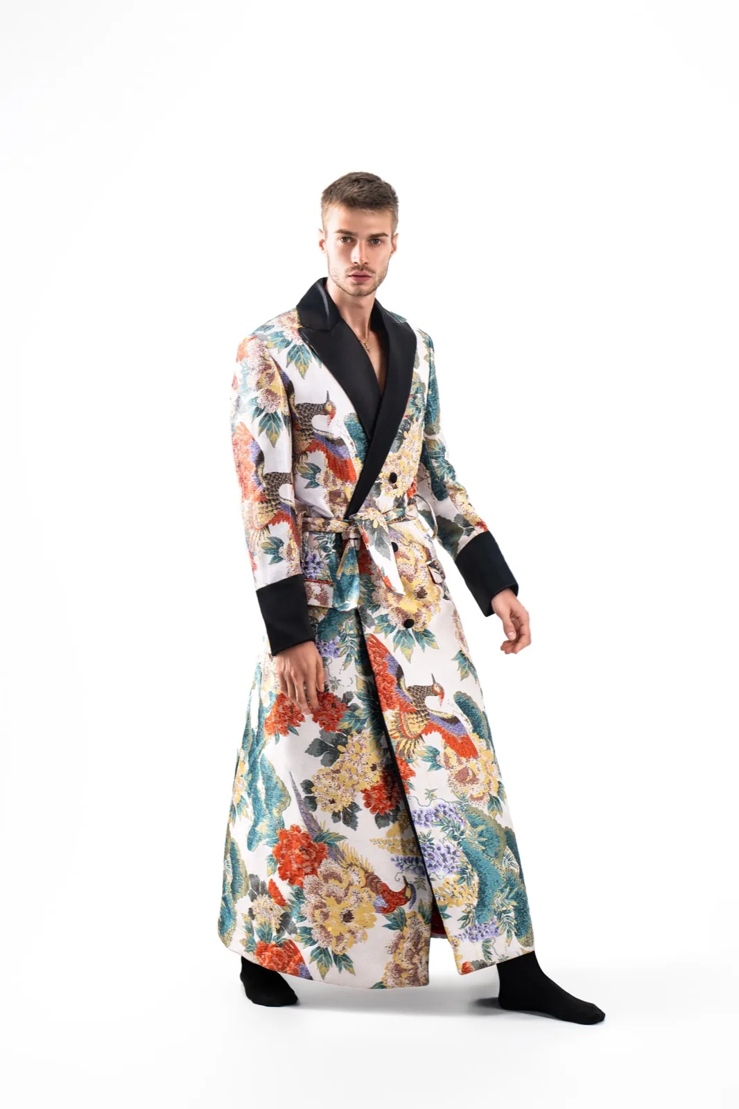 Peacock jacquard robe