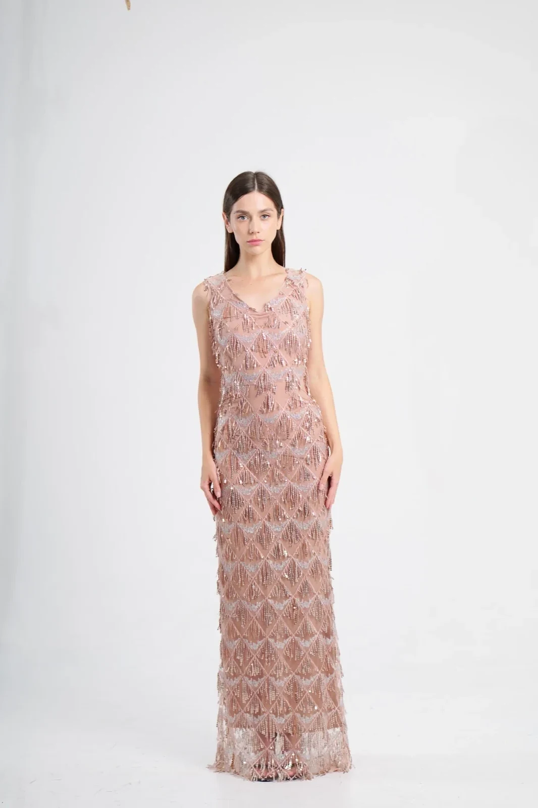 Beaded column gown