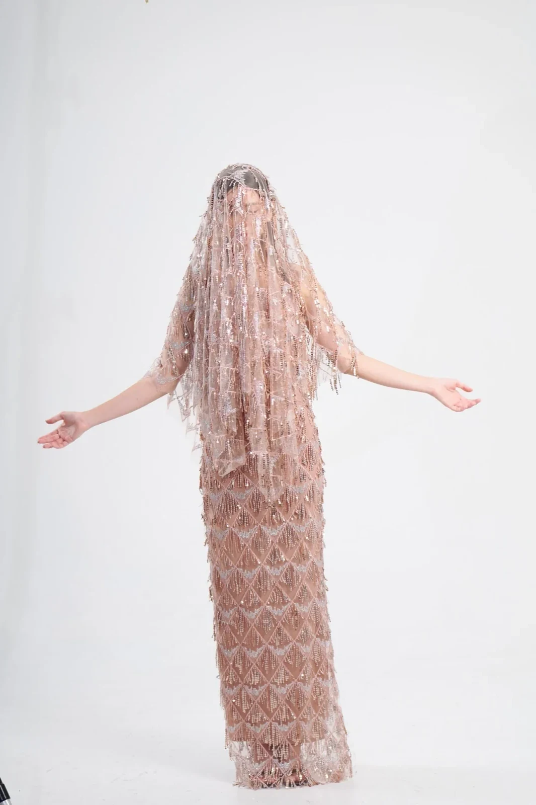 Beaded gown — diamond beadwork close-up
