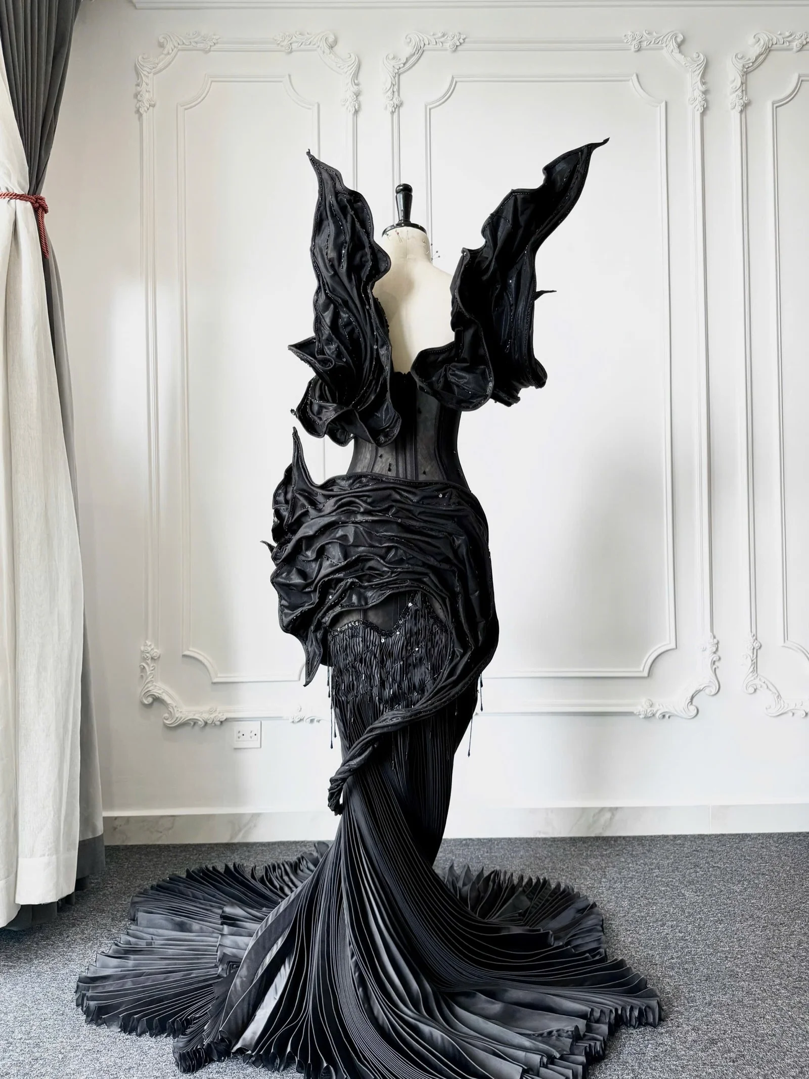 Couture gown frontal — atelier sample