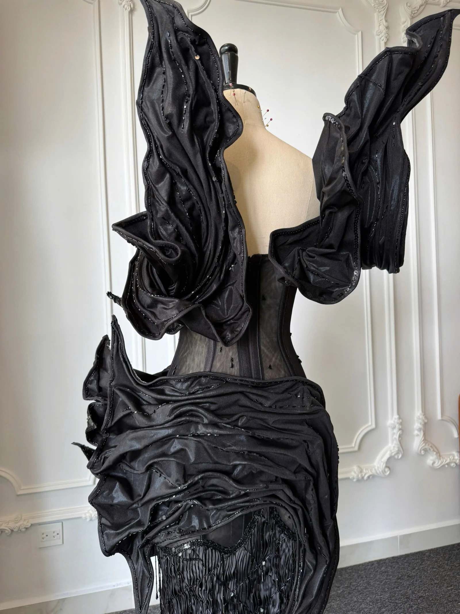 Couture gown extreme close — construction