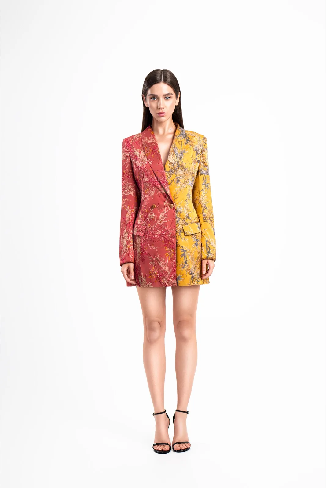 Two-tone structured mini blazer dress