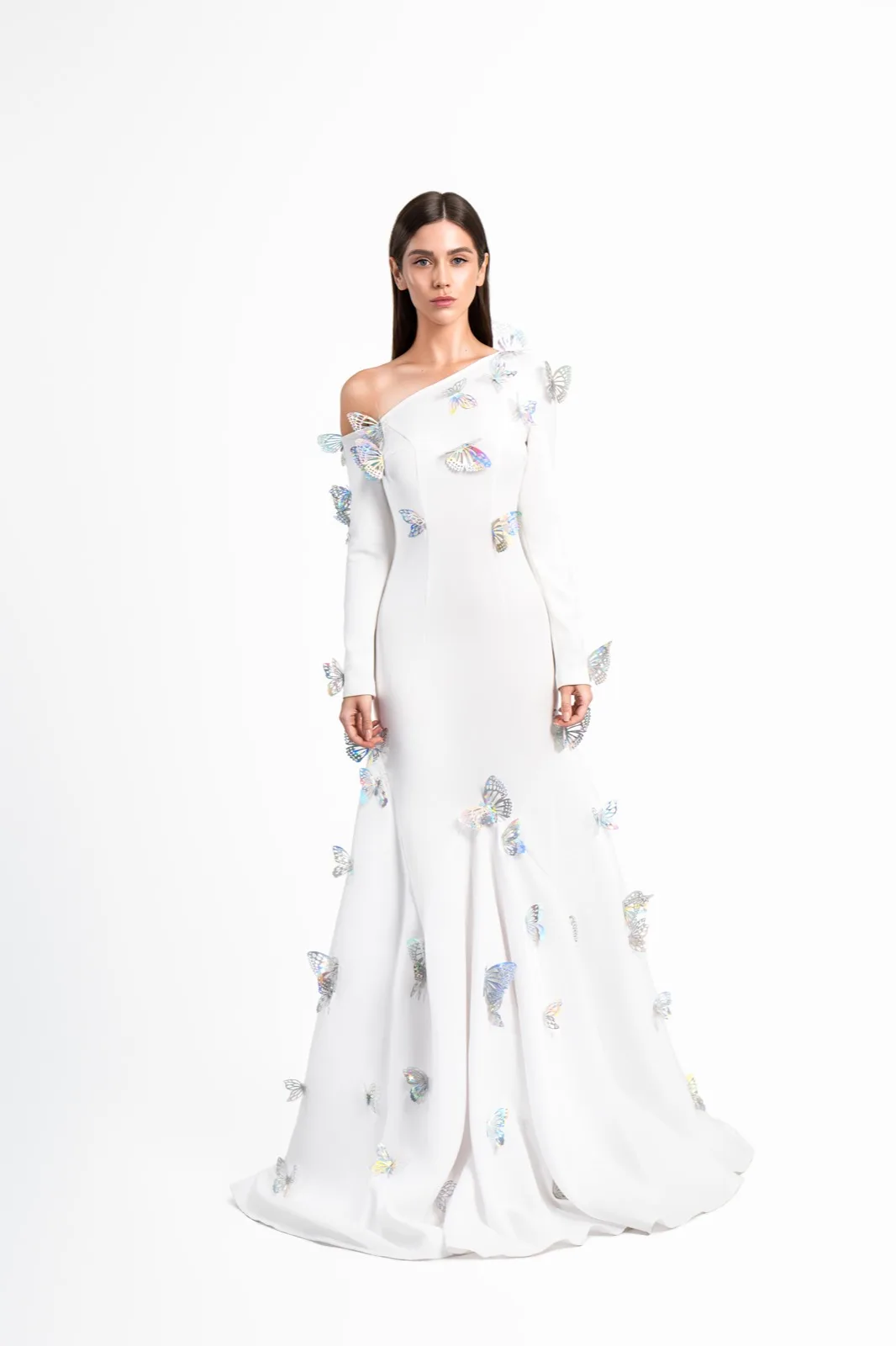 Butterfly gown in printed silk